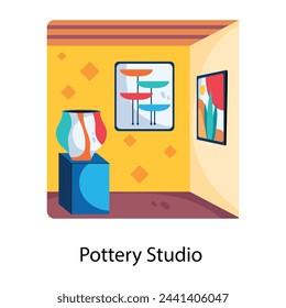 Get this flat icon of pottery studio 