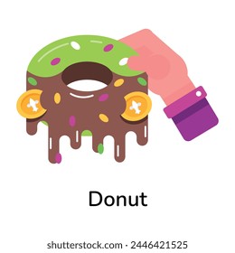 Obtener este icono plano de mostrar donut goteando 