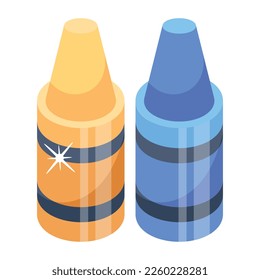 Get this flat icon of wax crayons  