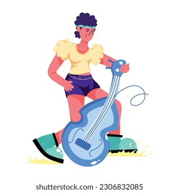 Obtén esta ilustración plana del jugador de bajo 