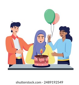 Get this flat illustration of birthday celebration 