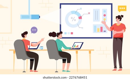 Get this flat illustration of business presentation 