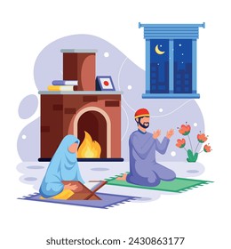 Get this flat illustration of offering salah