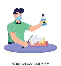 Get this flat illustration of oral hygiene 