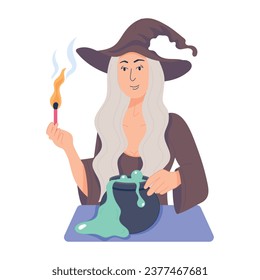 Get this flat illustration of witch cauldron 
