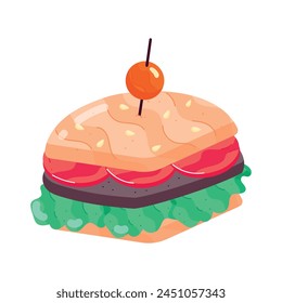 Holen Sie sich diesen flachen Aufkleber von Vorspeisen-Sandwich