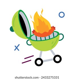 Get this flat sticker of a bbq grill 