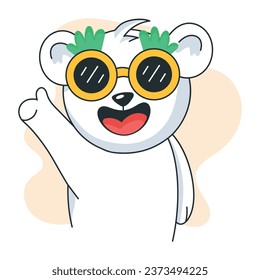 Get this flat sticker of bear wearing bear glasses 