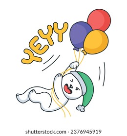 Get this flat sticker of bear balloons 