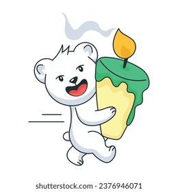 Get this flat sticker of bear candle 