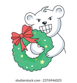 Get this flat sticker of christmas wreath 