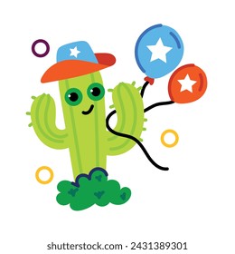 Get this flat sticker of cute cactus balloons 