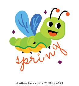 Get this flat sticker of a cute caterpillar 