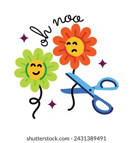 Get this flat sticker of flower scissors 