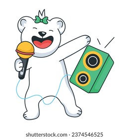 Holen Sie sich diesen flachen Aufkleber für Karaoke-Performance