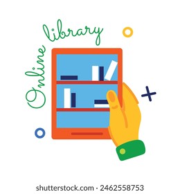 Get this flat sticker of online library 