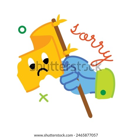 Get this flat sticker showing torn flag with sorry word 