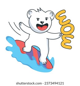 Get this flat sticker of surfing bear 