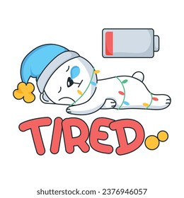 Get this flat sticker of tired bear 