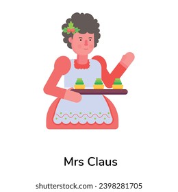 Get this flat style character of mrs claus 