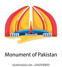 Get this flat style icon depicting monument of pakistan 