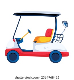 Get this flat style icon of golf car 