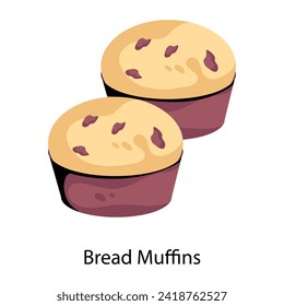 Obtén este ícono de estilo plano de los muffins de pan 