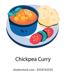 Get this flat style icon of chickpea curry 
