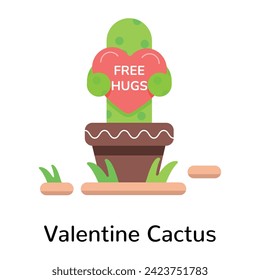 Obtener este icono de estilo plano de cactus valentino 