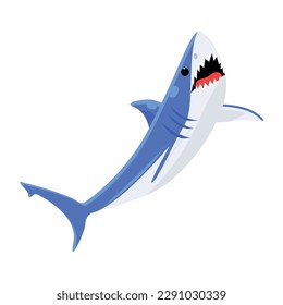 Get this flat vector of blue shark for digital use 