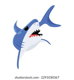 Get this flat vector of blue shark for digital use 