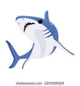 Obtener este vector plano de tiburón azul para uso digital 