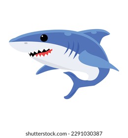 Get this flat vector of blue shark for digital use 