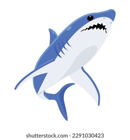 Obtener este vector plano de tiburón azul para uso digital 