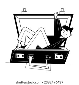 Get this glyph illustration of happy tourist 