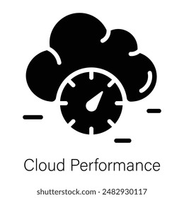 Get this glyph style icon of cloud performance 
