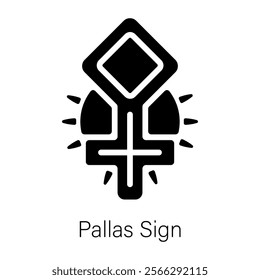 Get this glyph style icon of pallas sign 