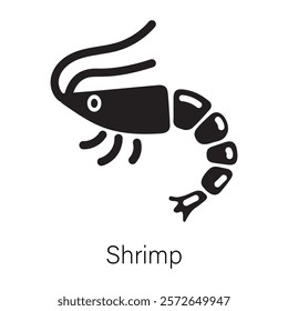Get this glyph style icon of a shrimp