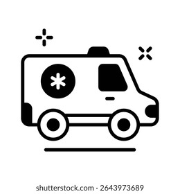 Get this glyph style icon of ambulance rescue