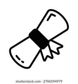 Get this glyph style icon of graduation degree scroll