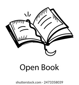 Get this hand drawn icon of an open book 