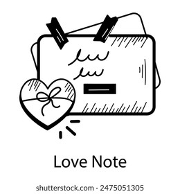 Get this hand drawn icon of a love note 