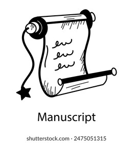 Get this hand drawn icon of manuscript 