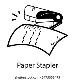 Get this hand drawn icon of paper stapler 