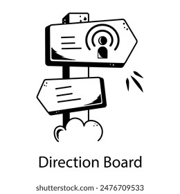 Get this hand drawn icon of a direction board 