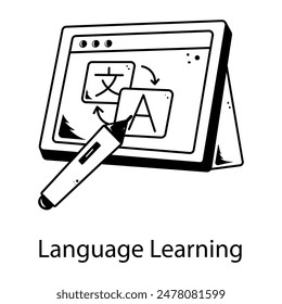 Get this hand drawn icon of language learning 