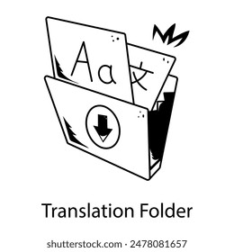 Get this hand drawn icon of translation folder 