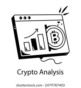 Get this hand drawn icon of crypto analysis 