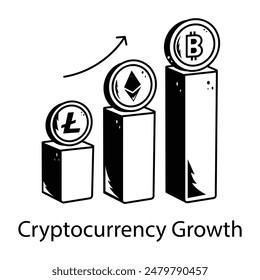 Obtener este icono dibujado a mano del crecimiento de la criptomoneda 
