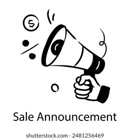Get this hand drawn icon of sale announcement